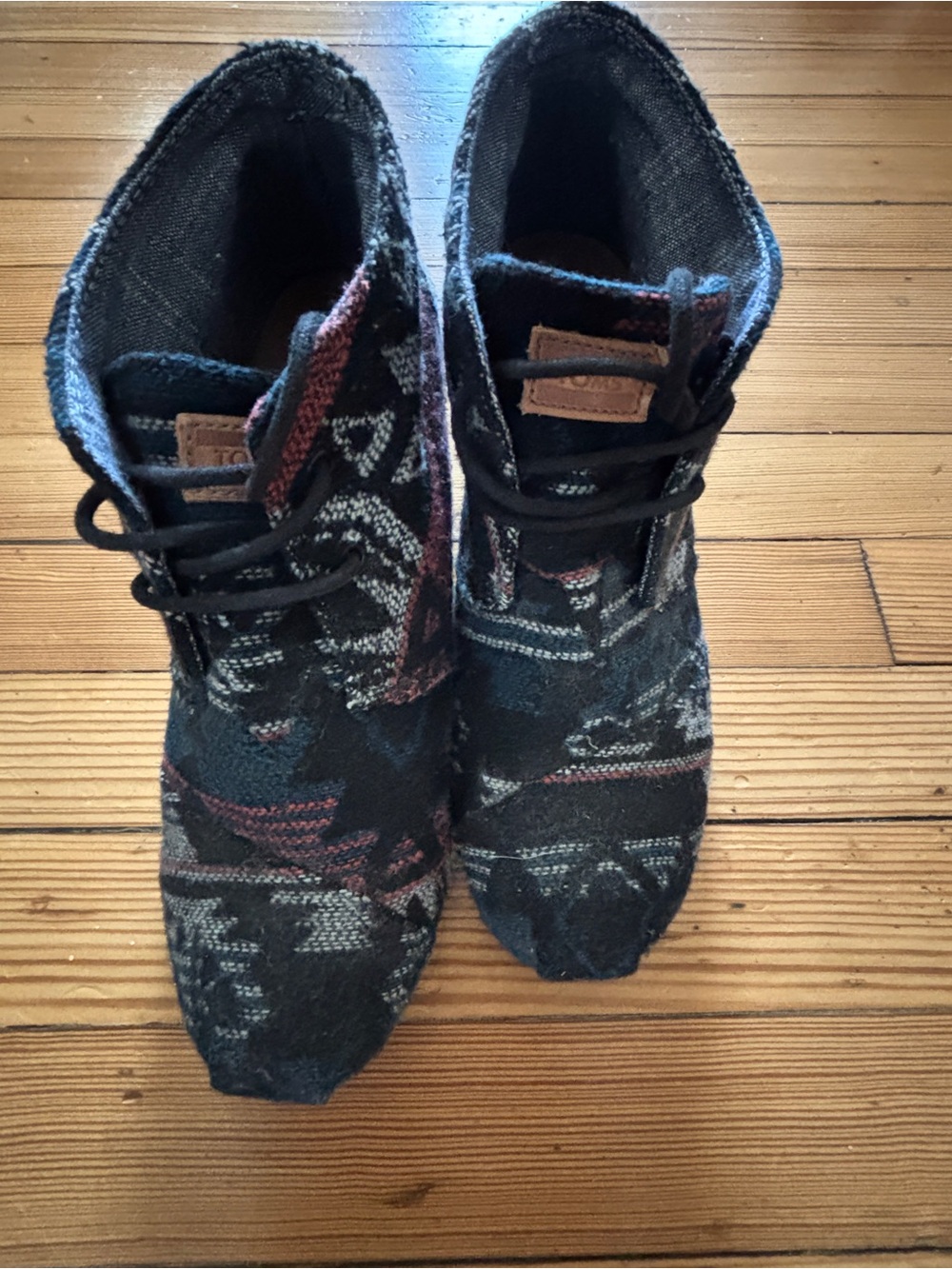 Toms Multicolor Woven Lace-Up Wedge Ankle Boots - Picture 3 of 7